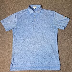 Peter Millar Mexican Desert Mens Golf Polo Shirt Sz M Blue Cactus LCCA Club Logo